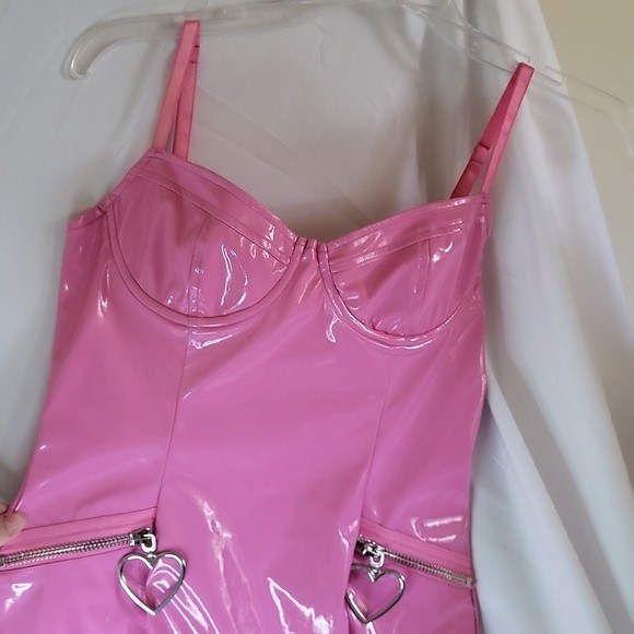 Sugar Thrillz Pink Dress Dolls Kill Barbiecore Faux leather XS - Picture 12 of 16